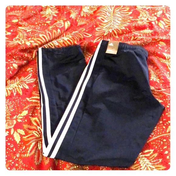 Navy white Adidas sweat pants normal length - Picture 3 of 5